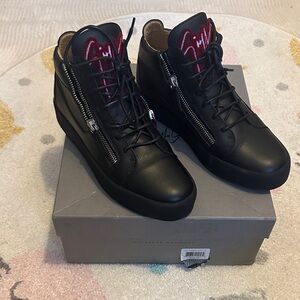 Giuseppe Zanotti Black and Red High-Top Sneakers Size 44 EU